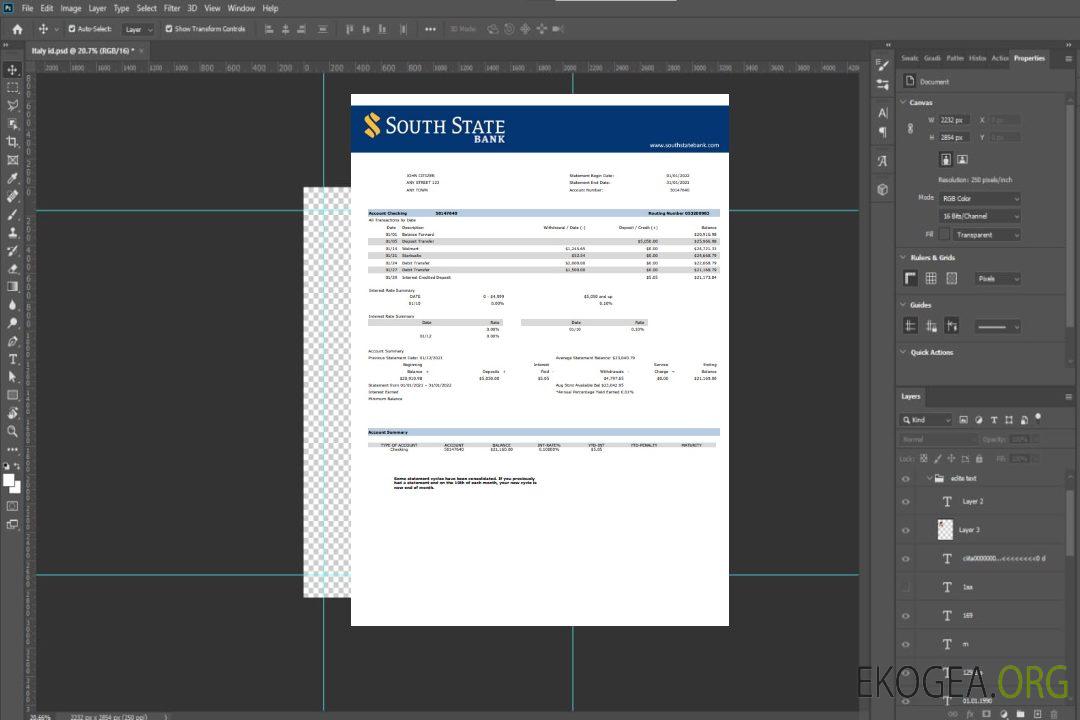 Modèle Word et PDF de relevé de la South State Bank des États-Unis template Modèle Word et PDF de relevé de la South State Bank des États-Unis template
